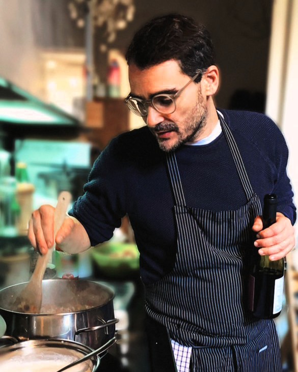 Chef Matteo Cambuli preparing food